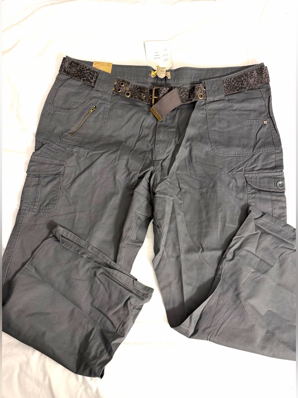 Esprit Men's Gray Cargo Pants with Utility Belt